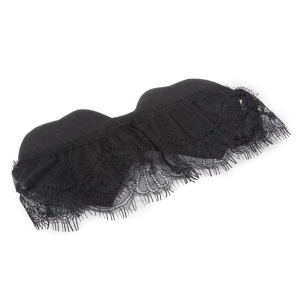 🆕 NWT La Perla Alissa Lace-Trim Silk-Blend Eye Mask black heart shaped sexy
